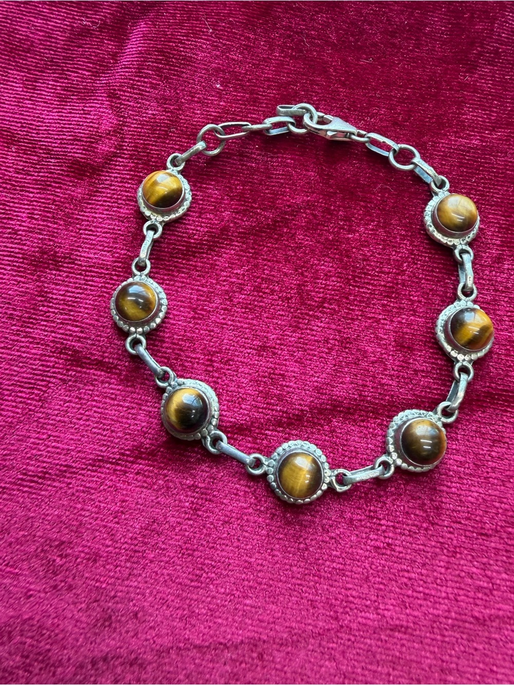 Vintage Sterling Silver Tiger Eye Bracelet